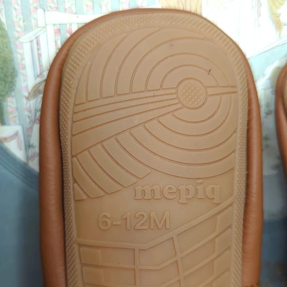 Mepiq Brown Leather Baby Walker Shoes 6-12 Mos.